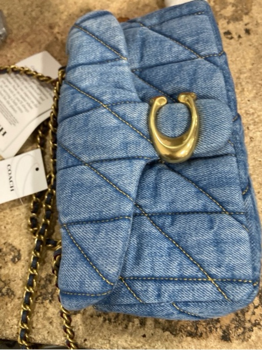 Coach Quilted Denim Tabby Shoulder Bag with Signature C Indigo - Picture 2 of 6